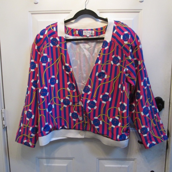 VtG Sail Away designed for Royal Cruise Line  NAUTICAL PINK/BLUE jacket Sz M - Picture 2 of 13